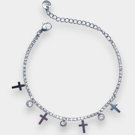 Crystal Bracelet Cross Pendent