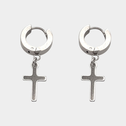 Circle Earring Cross Pendent