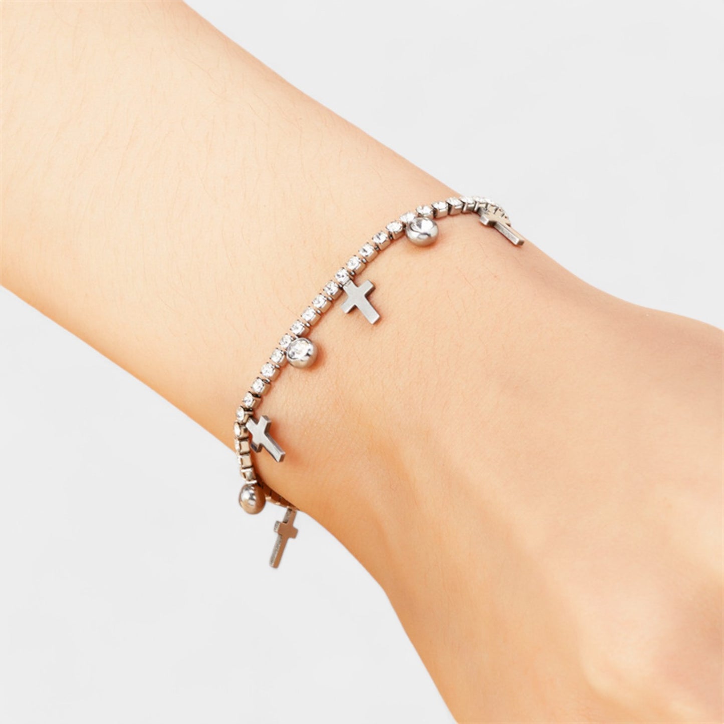 Crystal Bracelet Cross Pendent